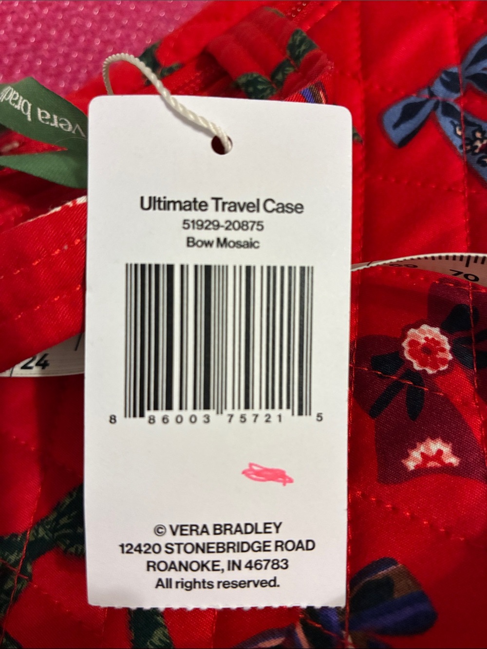 Vera Bradley Red Quilted Ultimate Travel Bag with Bow Print - Picture 3 of 9
